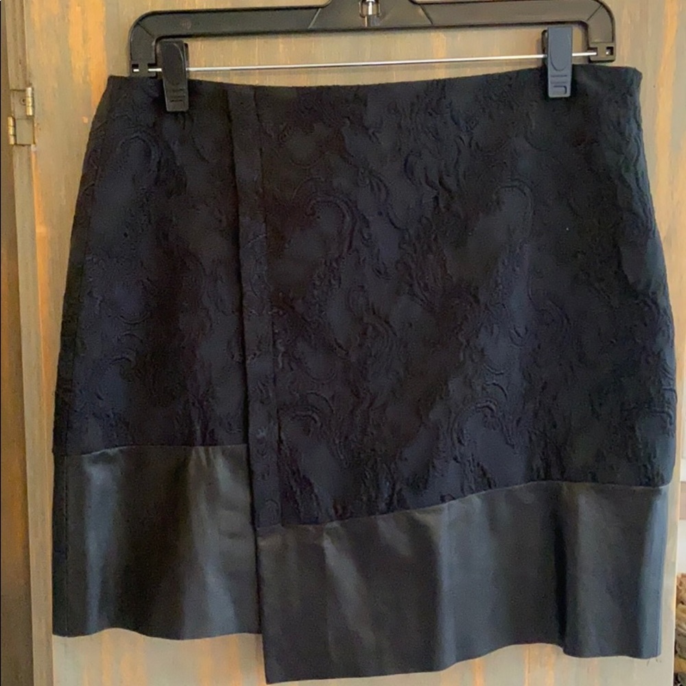 Leather and brocade skirt